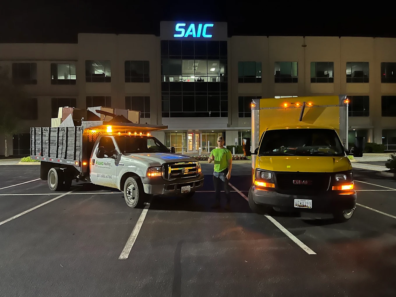 9pm in an office parking lot, because that's when they could shut down.